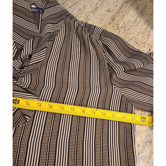 Personal II Bow Neck Blouse Striped Size XL Vtg Secretary Geek Geometric Teacher - Picture 3 of 13